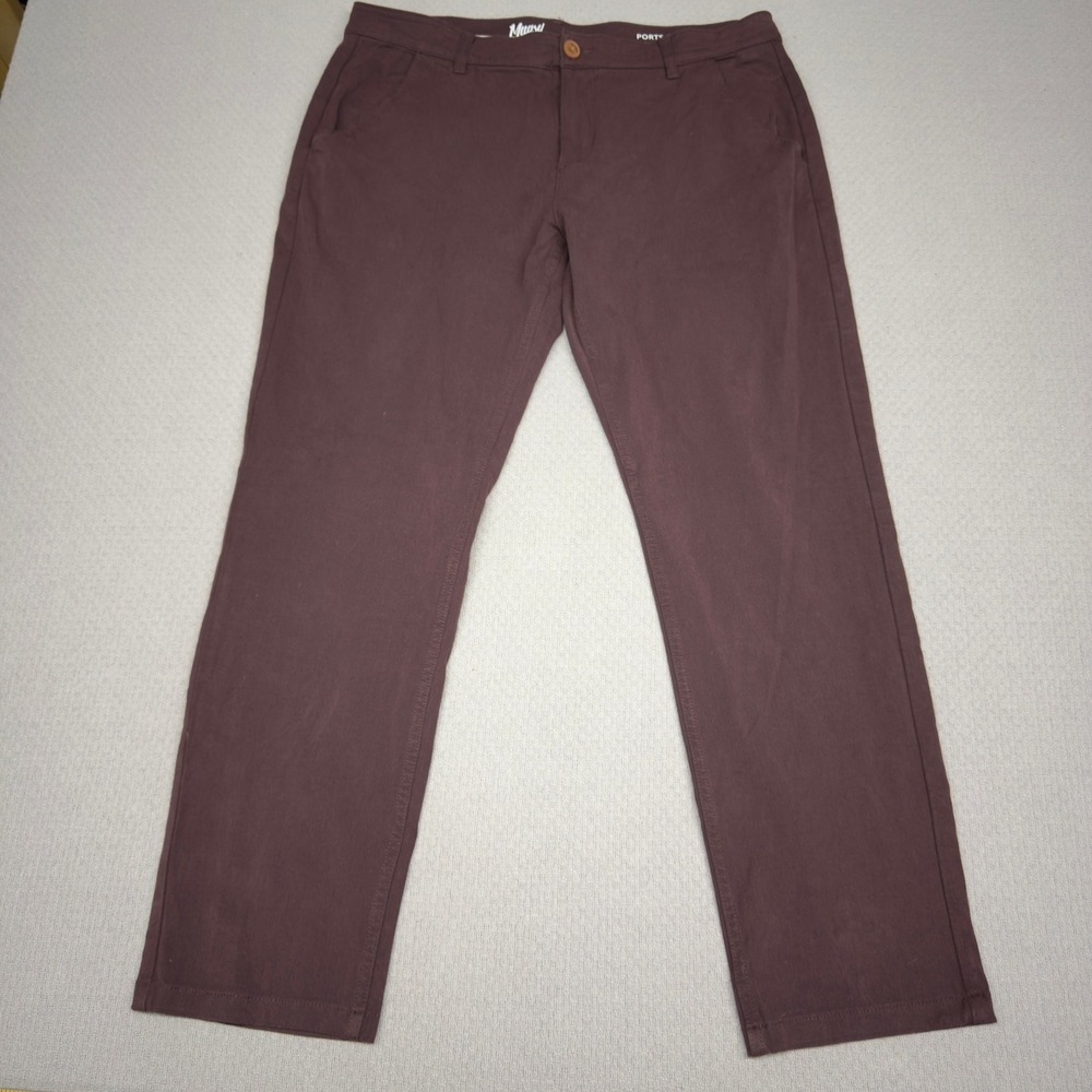 Mugsy Ports Pants Mens 36x30 Red‎ Burgundy Chino Minimalist Casual K4PNPT